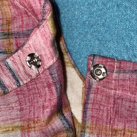 LOFT BEACH tulip style back button snap closure tank plaid soft NEW size S - Picture 5 of 11